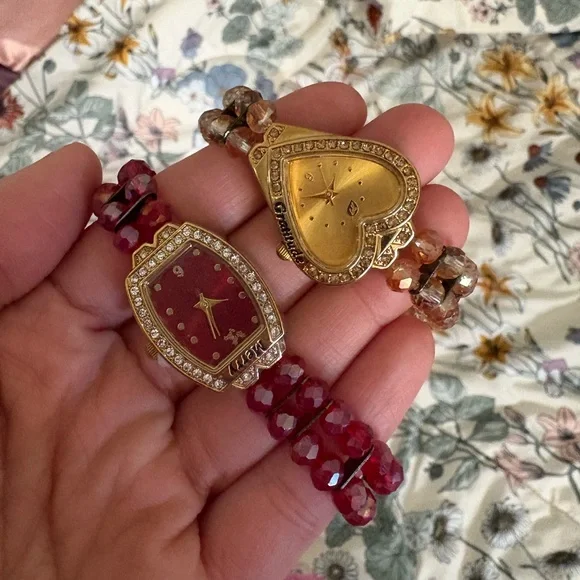 QVC Red and Gold Beaded Bracelets Set - Picture 2 of 3